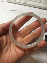 Load image into Gallery viewer, 59mm Certified 100% Natural icy light gray white(灰冰) slim round cut nephrite jade bangle HN73-9136
