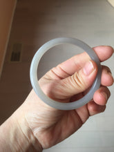 Load image into Gallery viewer, 55mm Certified 100% Natural icy watery gray black(灰冰) smoky gray(烟紫) slim round cut nephrite jade bangle HT124-9091

