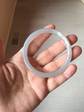 Load image into Gallery viewer, 55mm Certified 100% Natural icy watery gray black(灰冰) smoky gray(烟紫) slim round cut nephrite jade bangle HT124-9091
