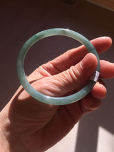 Load image into Gallery viewer, 59.5mm Certified Type A 100% Natural dark green/blue/gray with Guatemala slim round cut Jadeite bangle PE74-1468
