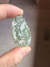 Load image into Gallery viewer, Type A 100% Natural  Light Green gray (淡油冰) Good Luck &amp; Bright Beginning Rooster Jadeite Jade Pendant PC237
