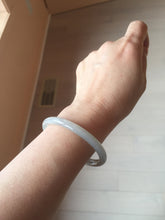 Load image into Gallery viewer, 55mm Certified 100% Natural icy watery gray black(灰冰) smoky gray(烟紫) slim round cut nephrite jade bangle HT124-9091
