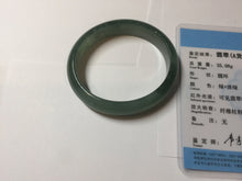 Load image into Gallery viewer, 49mm Certified Type A 100% Natural Oily Dark Green Gray Black Oval Jadeite Jade Bangle PC205-7682
