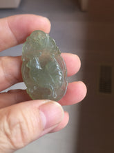 Load image into Gallery viewer, Type A 100% Natural  Light Green gray (淡油冰) Good Luck &amp; Bright Beginning Rooster Jadeite Jade Pendant PC237
