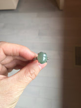 Load image into Gallery viewer, 100% natural type A dark green gray four-prong jadeite jade ring PC6
