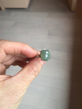 Load image into Gallery viewer, 100% natural type A dark green gray four-prong jadeite jade ring PC6
