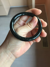 Load image into Gallery viewer, 54.2mm 100% Natural Dark Green/Black Meteorite Starry Night Sky Galaxy Nephrite Bangle HN177-0566
