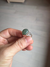 Load image into Gallery viewer, 100% natural type A dark green gray four-prong jadeite jade ring PC6
