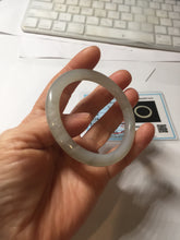 Load image into Gallery viewer, 51mm Certified 100% Natural icy light gray white(灰冰) round cut nephrite jade bangle HN74-9163
