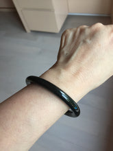 Load image into Gallery viewer, 54.2mm 100% Natural Dark Green/Black Meteorite Starry Night Sky Galaxy Nephrite Bangle HN177-0566
