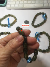 Load image into Gallery viewer, 100% Natural 12x9mm green/yellow olives shape nephrite Jade bead bracelet group HE92
