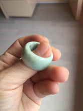 Load image into Gallery viewer, Size 11 100% natural type A oily dark green  broad jadeite jade band ring thumb ring PC246-7
