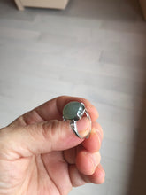 Load image into Gallery viewer, 100% natural type A dark green gray four-prong jadeite jade ring PC6
