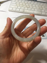 Load image into Gallery viewer, 51mm Certified 100% Natural icy light gray white(灰冰) round cut nephrite jade bangle HN74-9163
