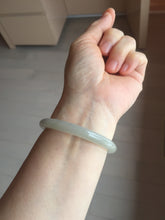 Load image into Gallery viewer, 51mm Certified 100% Natural icy light gray white(灰冰) round cut nephrite jade bangle HN74-9163

