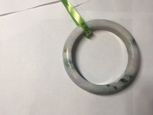 Load image into Gallery viewer, 55.2mm Certified Type A 100% Natural light green/purple/brown with green floating flowers Jadeite Jade bangle F86-6199
