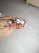 Load image into Gallery viewer, 100% natural type A icy watery light green sunny green brown red clear four-prong jadeite jade ring group PC9
