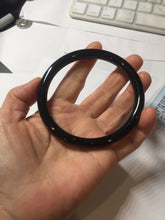 Load image into Gallery viewer, 65mm 100% Natural dark green/black meteorite Stellar Night sky slim round cut nephrite bangle HN75-0749
