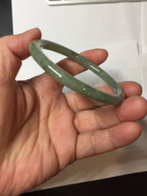 Load image into Gallery viewer, 57.4mm Certified 100% natural Type A oily dark green/ gray/brown (老油青) slim round cut jadeite jade bangle PB320-0596
