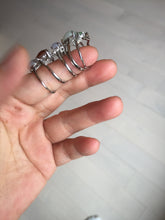 Load image into Gallery viewer, 100% natural type A icy watery light green sunny green brown red clear four-prong jadeite jade ring group PC9
