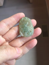 Load image into Gallery viewer, Type A 100% Natural Light Green-Gray (淡油冰) Jadeite Jade Dragon Pendant – Power, Success, Protection &amp; Good Fortune PC239
