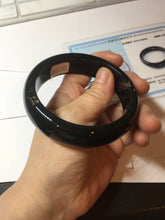 Load image into Gallery viewer, 60mm 100% Natural dark green/black meteorite Stellar Night sky broad style nephrite Jade bangle HF108-0063
