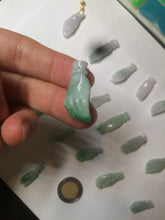 Load image into Gallery viewer, 100% natural type A icy watery sunny green/purple a pearl in my palm (apple of my eye, 掌上明珠) Jadeite jade bead AQ72
