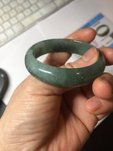 Load image into Gallery viewer, 49mm Certified Type A 100% Natural Oily Dark Green Gray Black Oval Jadeite Jade Bangle PC205-7682
