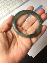 Load image into Gallery viewer, 49mm Certified Type A 100% Natural Oily Dark Green Gray Black Oval Jadeite Jade Bangle PC205-7682
