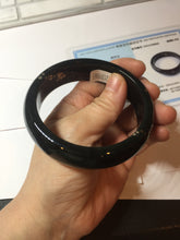Load image into Gallery viewer, 60mm 100% Natural dark green/black meteorite Stellar Night sky broad style nephrite Jade bangle HF108-0063
