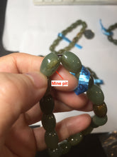 Load image into Gallery viewer, 100% Natural 12x9mm green/yellow olives shape nephrite Jade bead bracelet group HE92
