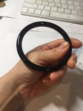 Load image into Gallery viewer, 65mm 100% Natural dark green/black meteorite Stellar Night sky slim round cut nephrite bangle HN75-0749

