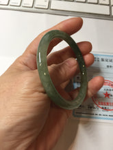 Load image into Gallery viewer, 卖了 57.4mm Certified 100% natural Type A oily dark green/ gray/brown (老油青) slim round cut jadeite jade bangle PB321-0594
