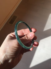 Load image into Gallery viewer, 57mm Certified Type A 100% Natural icy watery light green/blue/gray with flying snow Guatemala slim round cut Jadeite bangle BG197-2487
