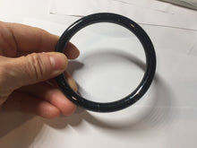 Load image into Gallery viewer, 65mm 100% Natural dark green/black meteorite Stellar Night sky slim round cut nephrite bangle HN75-0749
