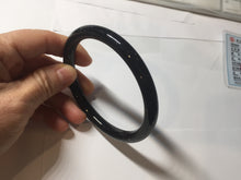 Load image into Gallery viewer, 65mm 100% Natural dark green/black meteorite Stellar Night sky slim round cut nephrite bangle HN75-0749

