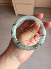 Load image into Gallery viewer, 55mm certified 100% natural Type A light green with green floating flowers round cut jadeite jade bangle BS106-2540
