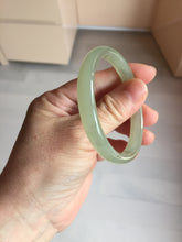 Load image into Gallery viewer, 51.5mm Certified 100% Natural icy watery light green yellow gray Clear Sky Water Green (晴水)Nephrite Bangle HN175-6930
