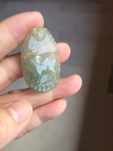 Load image into Gallery viewer, Type A 100% Natural Light Green-Gray (淡油冰) Jadeite Jade Pig Pendant – Abundance, Prosperity, Happiness &amp; Good Fortune PC241
