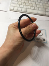 Load image into Gallery viewer, 61mm 100% Natural dark green/black meteorite Stellar Night sky skinny round cut nephrite bangle HN76-8699
