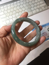 Load image into Gallery viewer, 58.2mm certified type A 100% Natural oily dark green gray black with flying snow Jadeite jade bangle PC206-7680
