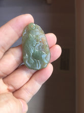 Load image into Gallery viewer, Type A 100% Natural Light Green-Gray (淡油冰) Jadeite Jade Tiger Pendant – Courage, Strength &amp; Protection PC242
