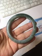 Load image into Gallery viewer, 58.2mm certified type A 100% Natural oily dark green gray black with flying snow Jadeite jade bangle PC206-7680
