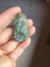 Load image into Gallery viewer, Type A 100% Natural Light Green-Gray (淡油冰) Jadeite Jade Tiger Pendant – Courage, Strength &amp; Protection PC242
