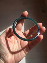 Load image into Gallery viewer, 58.3mm Certified Type A 100% Natural dark green/blue/gray Guatemala slim round cut Jadeite bangle BP202-5522
