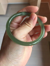 Load image into Gallery viewer, 53.7mm Certified 100% Natural lake green gray black Nephrite Bangle HN174-6922
