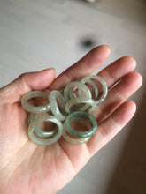 Load image into Gallery viewer, 17.9mm/size 7 3/4 100% natural type A icy watery dark green/light green/yellow/gray jadeite jade band ring BF34
