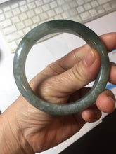 Load image into Gallery viewer, 58.2mm certified type A 100% Natural oily dark green gray black with flying snow Jadeite jade bangle PC206-7680
