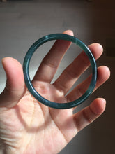 Load image into Gallery viewer, 58.3mm Certified Type A 100% Natural dark green/blue/gray Guatemala slim round cut Jadeite bangle BP201-5512
