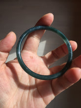 Load image into Gallery viewer, 58.3mm Certified Type A 100% Natural dark green/blue/gray Guatemala slim round cut Jadeite bangle BP201-5512
